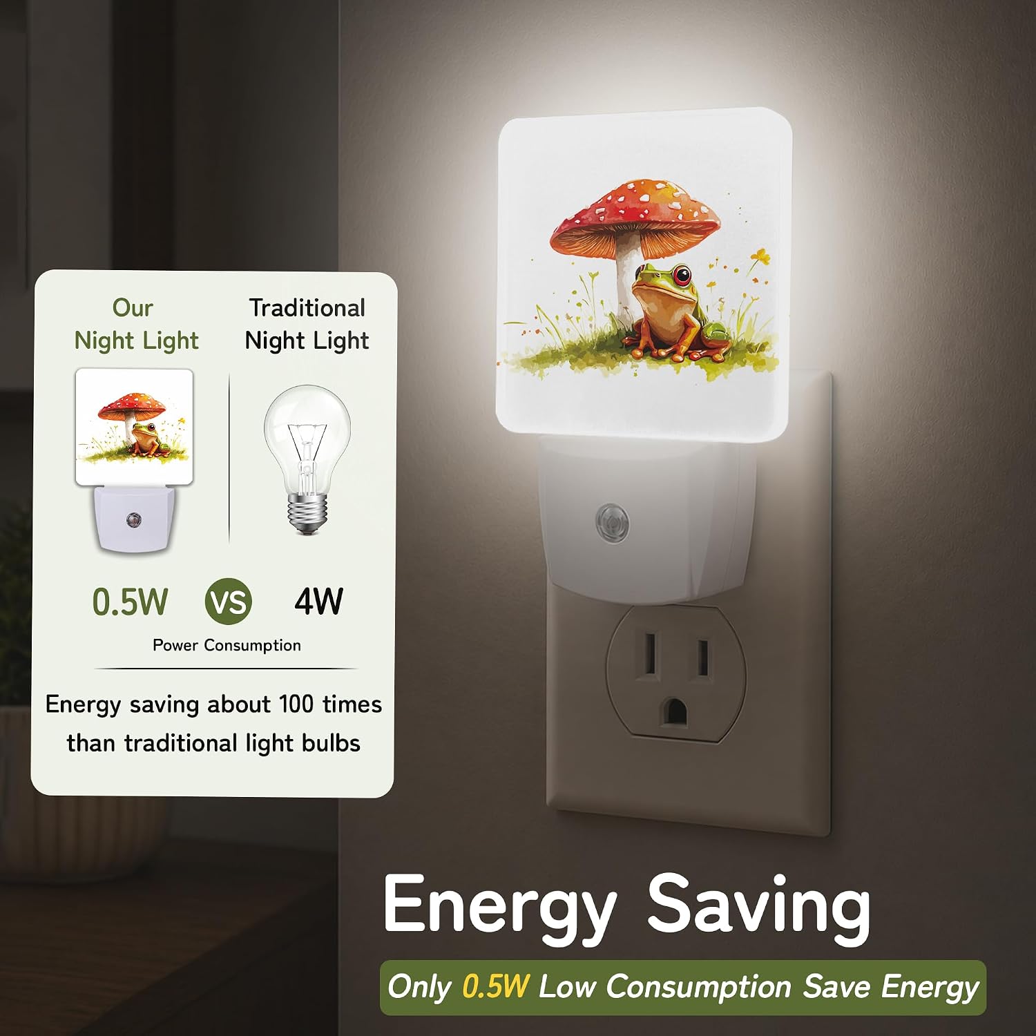 Night Light, Frog Mushroom Cottagecore Night Lights Plug into Wall for Bedroom Bathroom Hallway Kitchen, Dusk to Dawn Sensor Decorative…