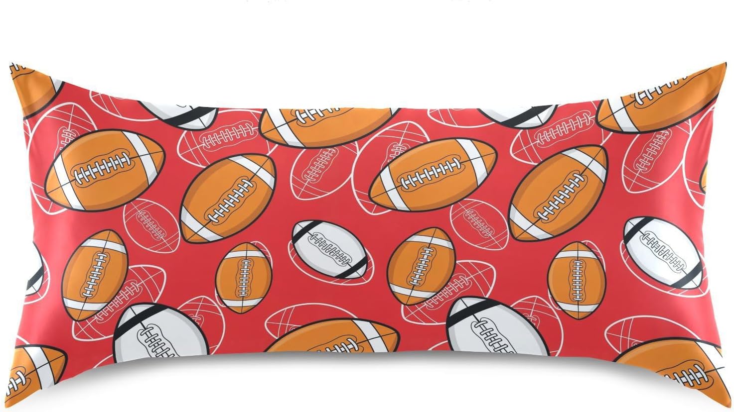 Sports Football Red Pillow Covers Silk Pillowcase for Hair and Skin with Envelope Closure Satin Pillowcase King Size Pillow Case for Hot…