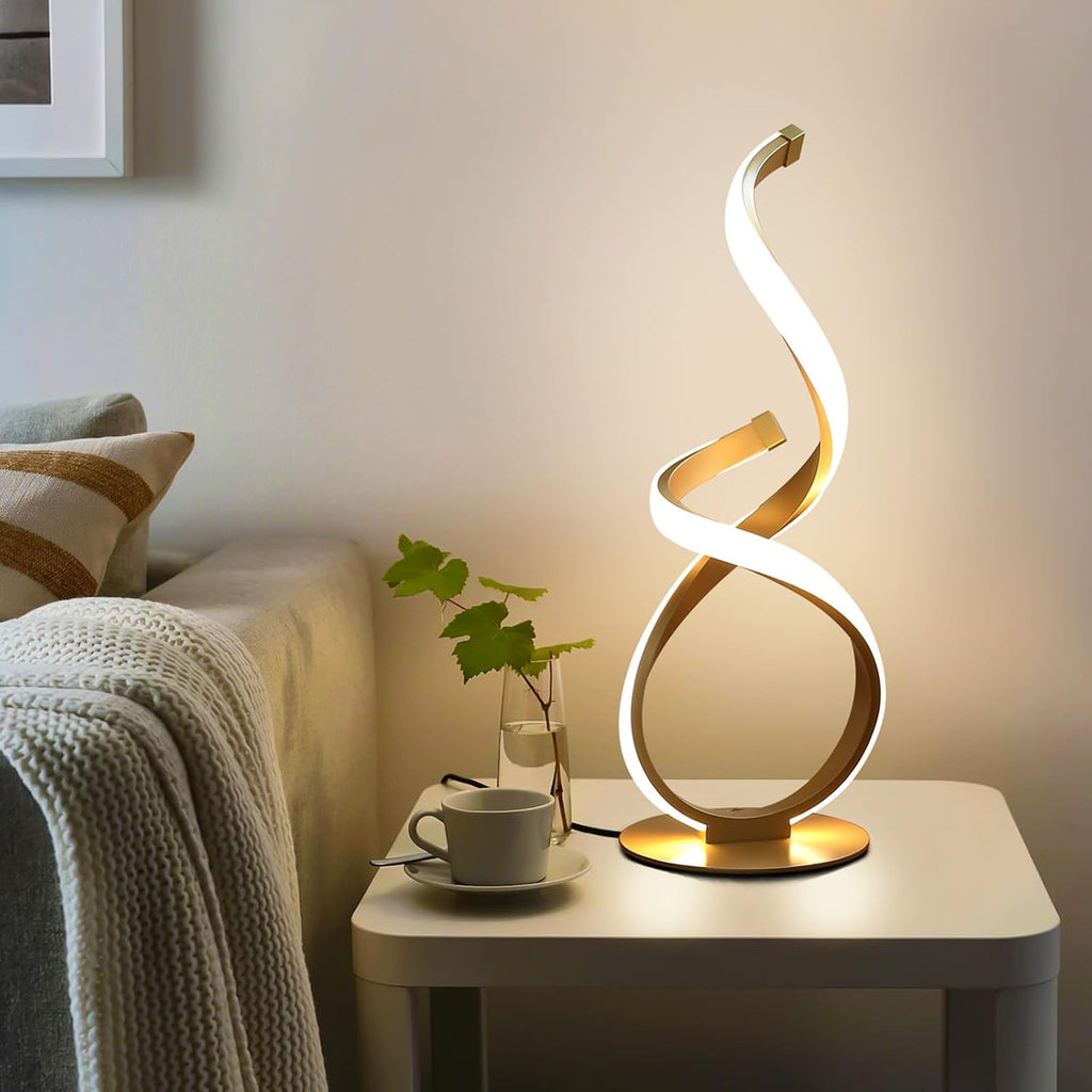 2 Pack Bedside Table Lamp, LED Spiral Desk Lamp, Touch Dimmable, 3 Color Temperature, Modern Nightstand Light for Night Stands, Unique…