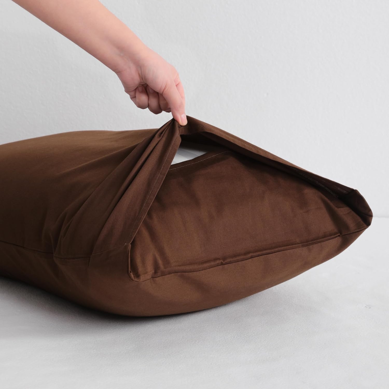 Ntbay Queen Cotton Pillowcases - Envelope Closure 20x30 Pillowcases Set of 2, Breathable and Soft Bed Pillow Cases, Brown Cotton