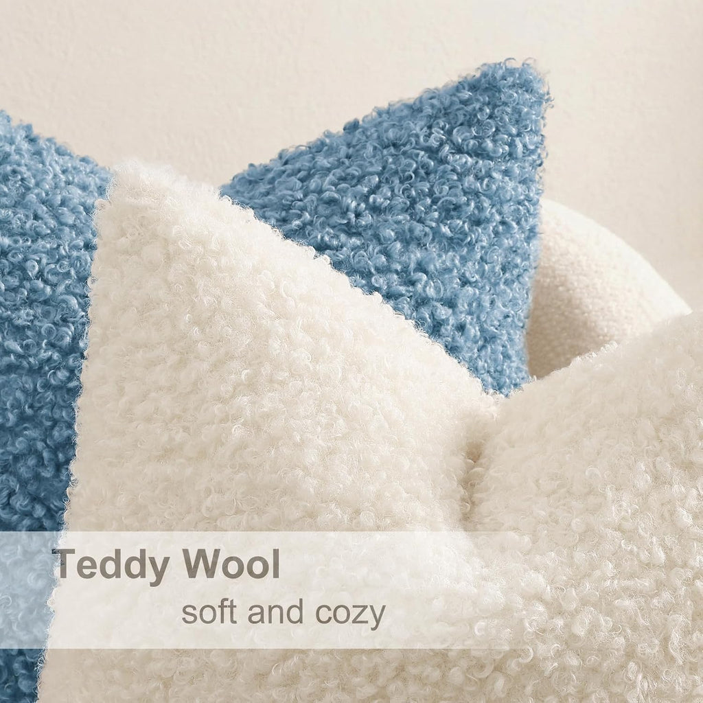 decorUhome Pack of 2 Throw Pillow Covers 20x20 Inch, Faux Fur Decorative Sherpa Pillow Covers Fuzzy Accent Soft Sheepskin Fleece Pillow Cas…
