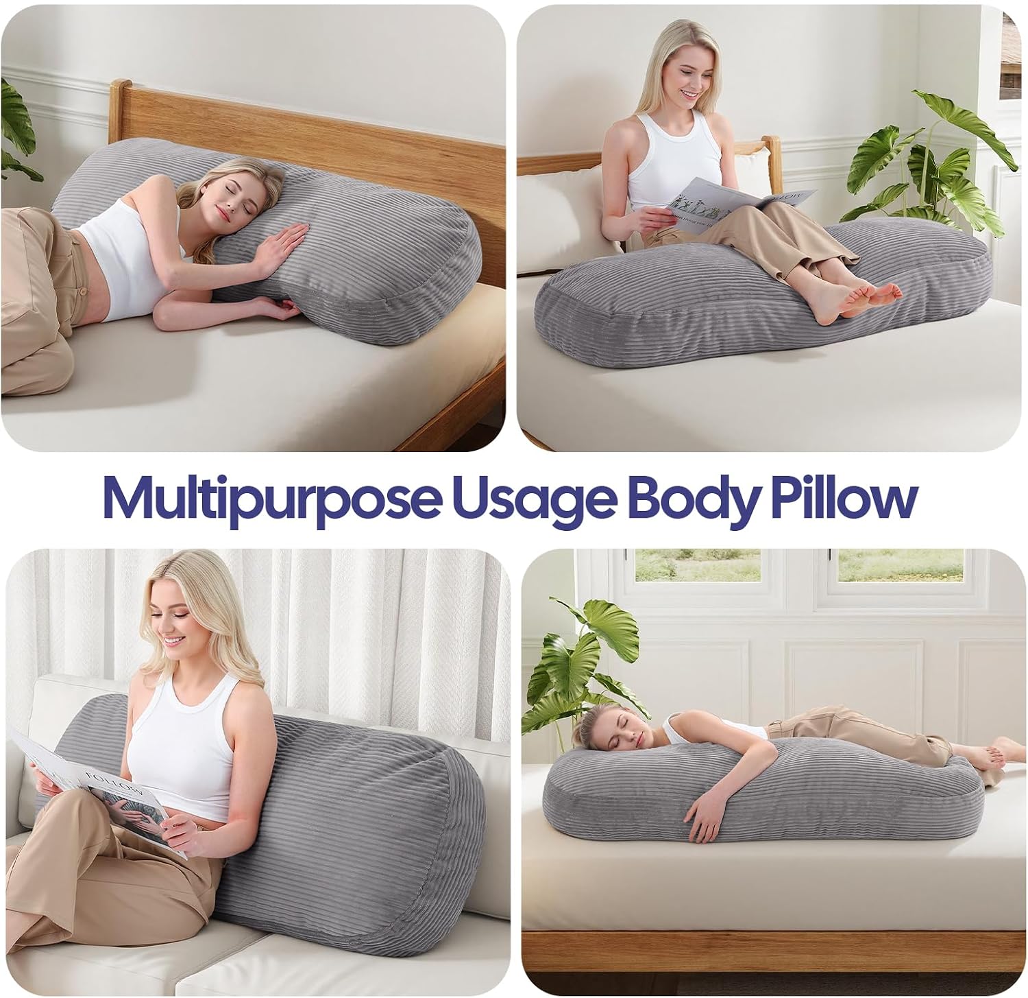 OutdoorFurnitureAccessories 20x54 Body Pillow for Adults, Long Body Pillow for Bed with Shredded Memory Foam, Big Firm Pillows for Pregnanc…