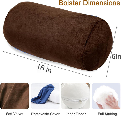 1 MIDDLE ONE Bolster Pillow with Removable Velvet Cover, Round Cylinder Neck Roll Pillow for Head, Back, Leg Support, Decorative Bed and…