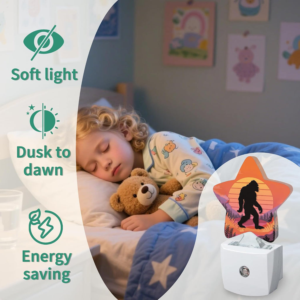 Star Night Light with Dusk to Dawn Sensor, Big Foot Plug in Night Light for Kids Bedroom Nursery, Soft Warm Glow Lamp for Hallway…