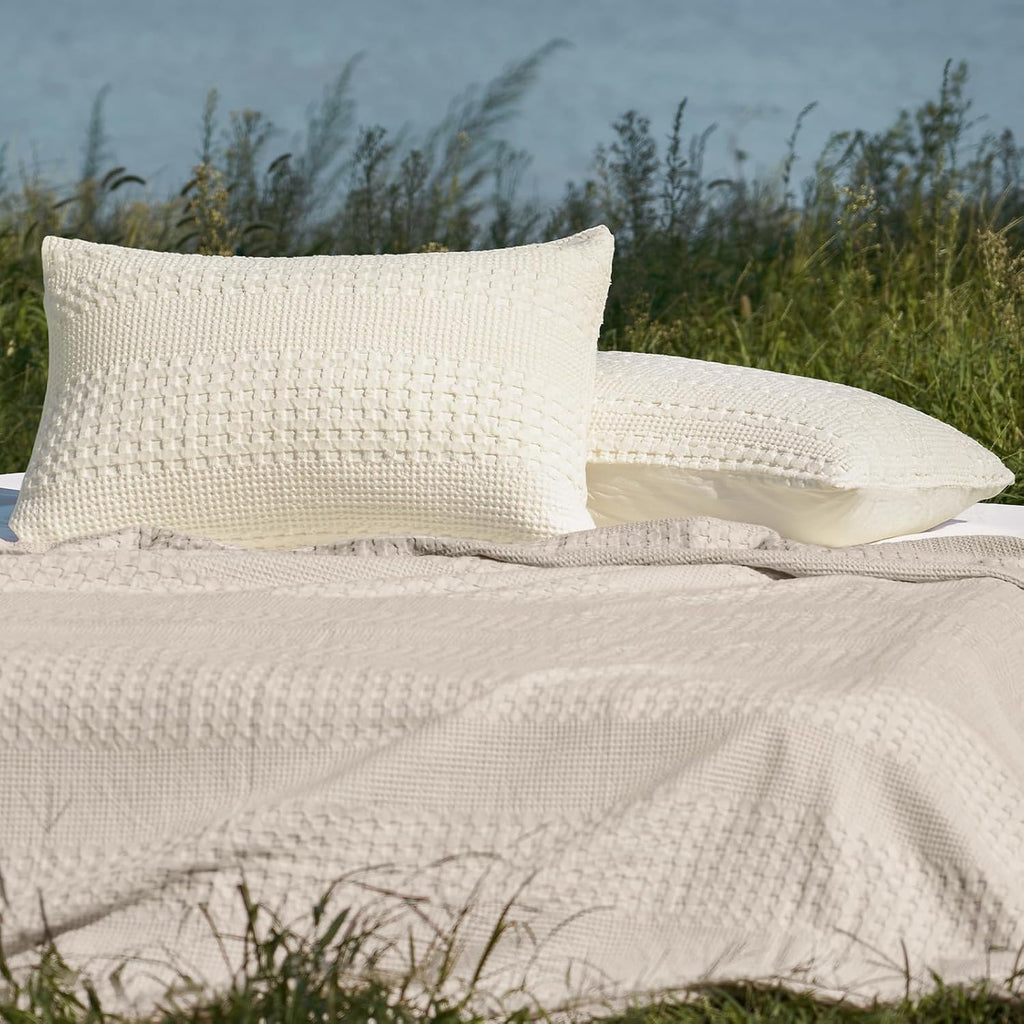 Phf 100% Cotton Waffle Pillow Shams California King Size, 2 Pack 20" x 40" Soft Skin-Friendly Pillowcases, No Filling, Aesthetic Woven and…