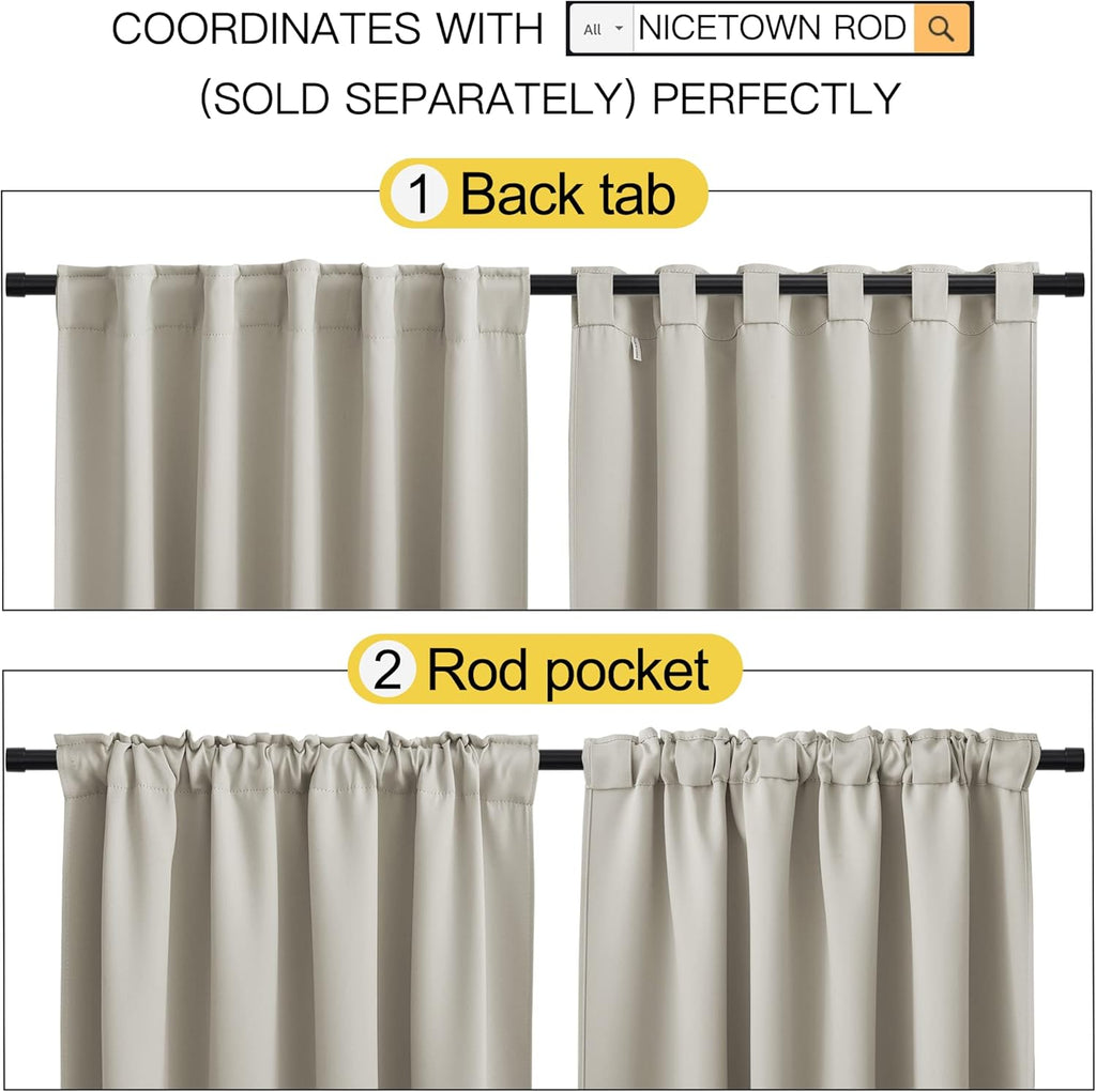 Nicetown Living Room Room Darkening Curtains, Soft and Smooth Fabric Draperies and Panels, Privacy Energy Smart Curtains for Patio Door (Na…