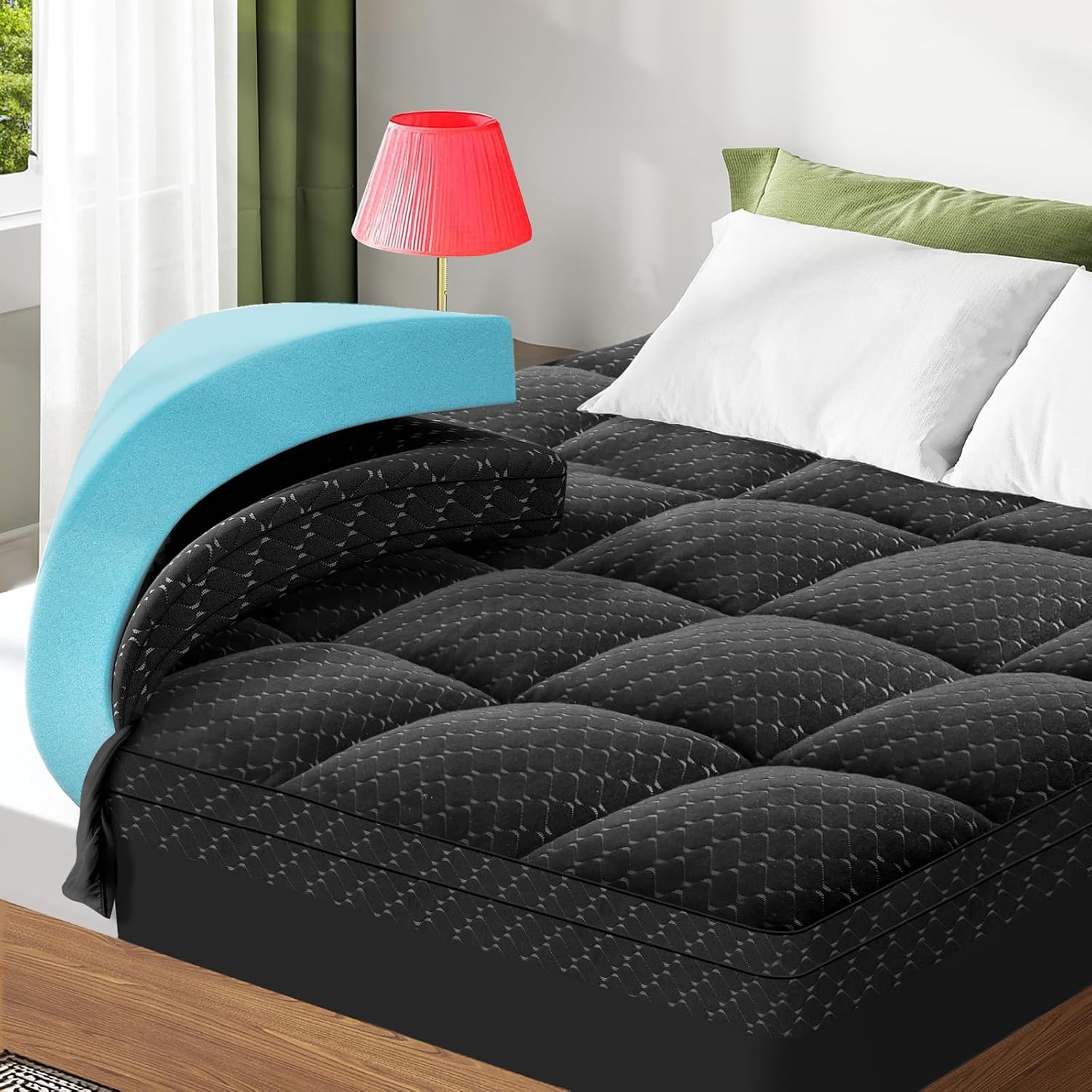 Dual Layer 3 Inch Memory Foam Mattress Topper Twin XL Size, 2 Inch Cooling Gel Memory Foam Plus 1 Inch Pillow Top Mattress Pad Cover…