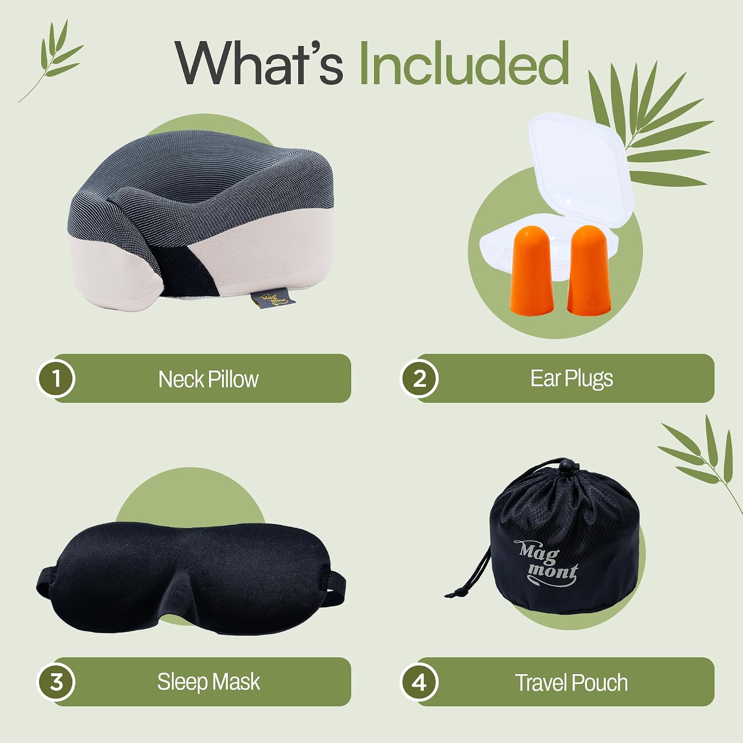 Magmont-ForYourMagicMoment Neck Pillow for Traveling - Bamboo Charcoal Memory Foam with 360° Chin Support for Airplane, Soft & Breathable,…