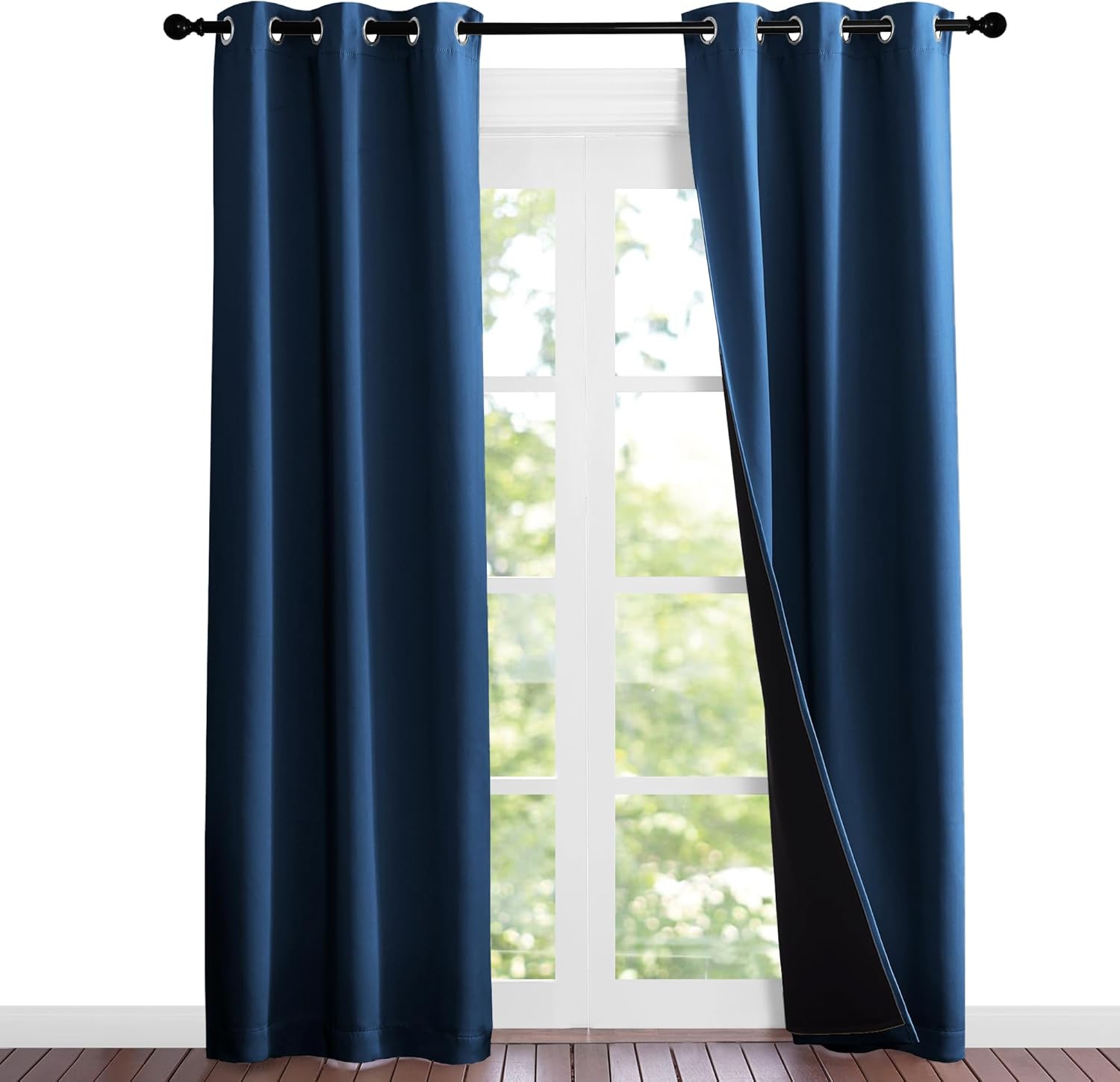 Nicetown Moroccan Blue Full Shade Curtain Panels, 37" Wide x 80" Long, Pair of Thermal Insulated & Energy Efficiency Blackout Curtains for…