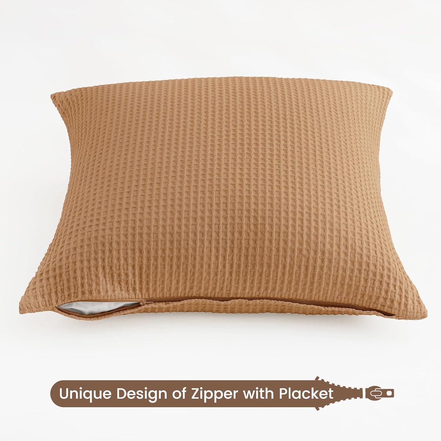 Phf 100% Cotton Waffle Weave Throw Pillow Cover, 22" x 22", No Filling, 2 Pack Elegant Home Decorative Square Throw Pillow Covers for Bed C…