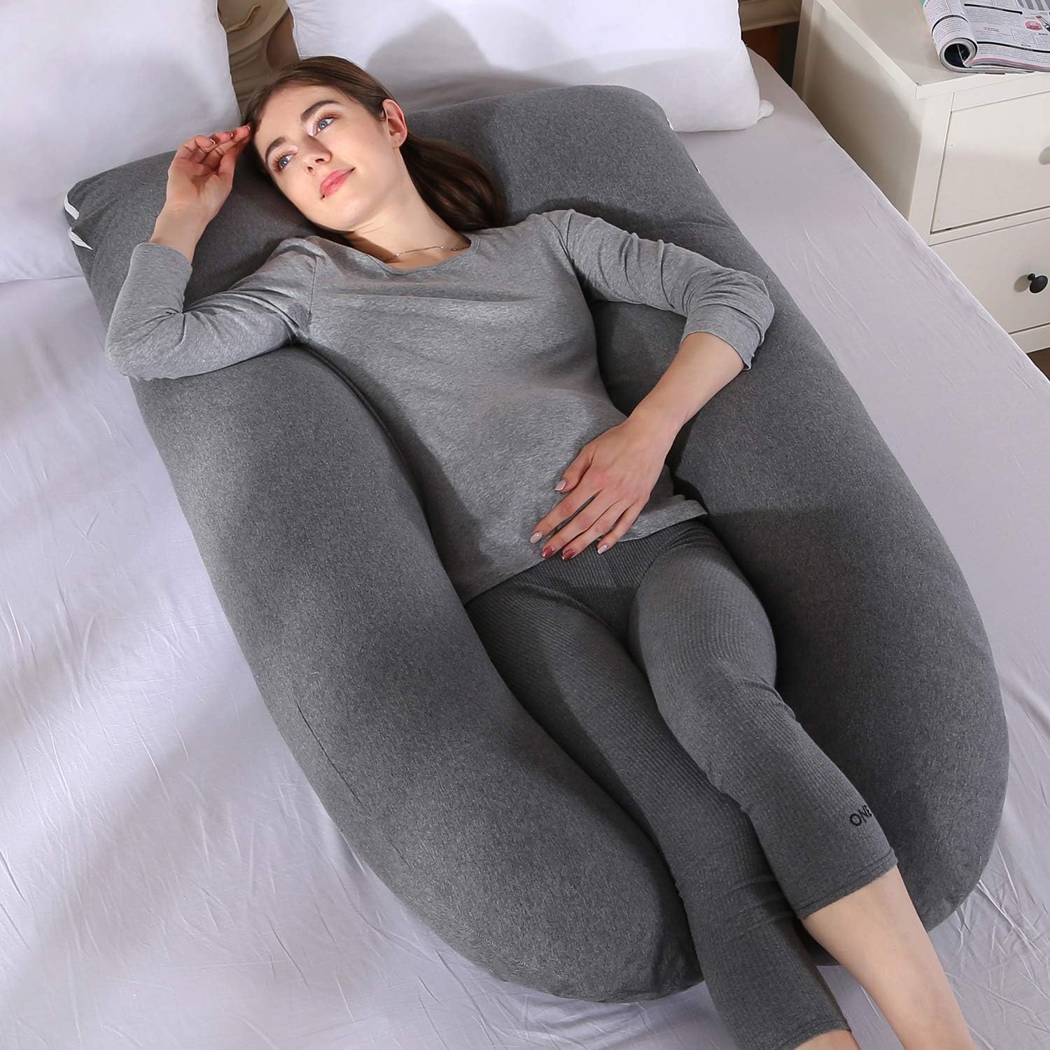 Amagoing 55 inches Pregnancy Pillows for Sleeping, U Shaped Maternity Full Body Pillow for Pregnant Women with Hip, Leg, Back, Belly Suppor…