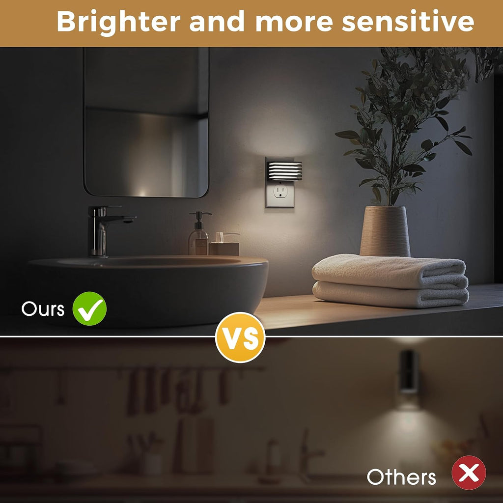 L LOHAS LED Night Lights Plug into Wall, 2 Pack Modern Night Light with Dusk to Dawn Sensor, Dimmable Plug in Night Light, Adjustable…