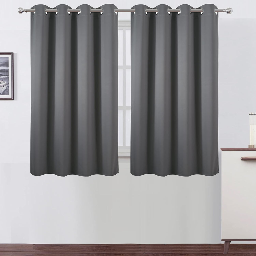Lemomo Frost Grey Blackout Curtains/52 x 45 Inch Length Kids Curtains/Set of 2 Panels Grommet Bedroom Curtains for Living Room 45 Inch Grey