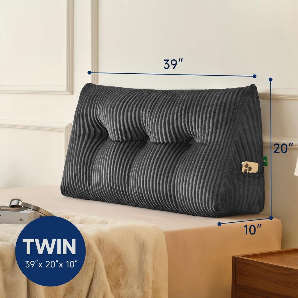 Z-Hom Large Headboard Pillow Twin, NO ROLL Pillow, Wedge Pillow Headboard for Sitting Up in Bed, Backrest Support Triangular Cushion for Re…