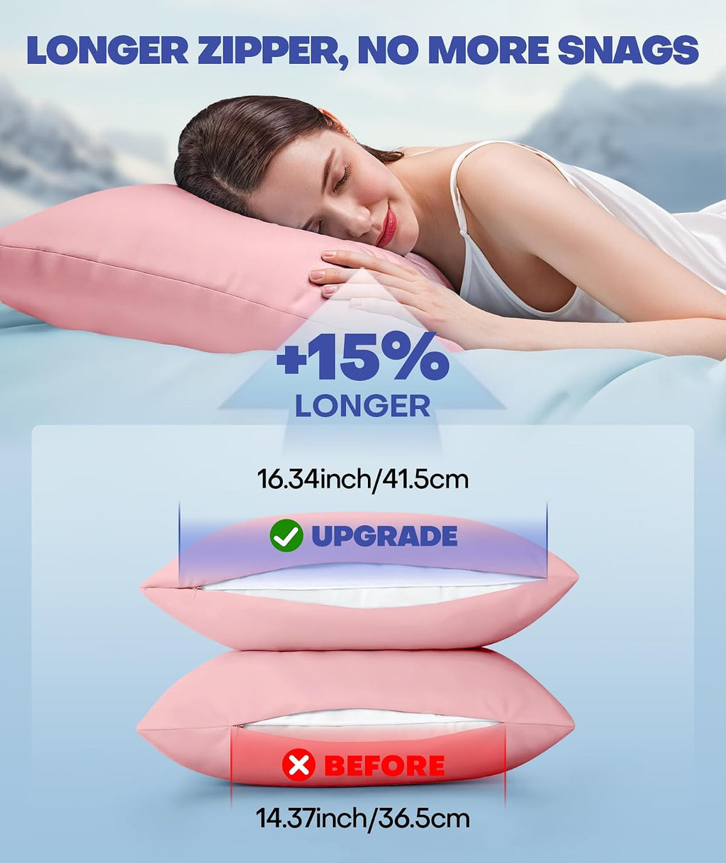 Rifens Ice Cooling Pillowcase for Hot Sleepers, Instantly Cool, Stay Cold All Night, Softer Than Silk Pillow Cases, Pillow Covers with Invi…