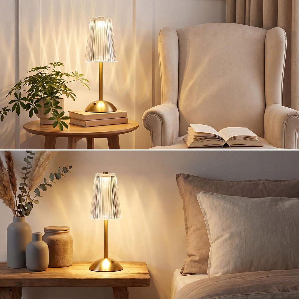 Liliful 2 Pcs Cordless Table Lamp Rechargeable Touch LED Small Gold Portable Battery Operated USB-c Desk Lamp 3 Color Dimmable for…