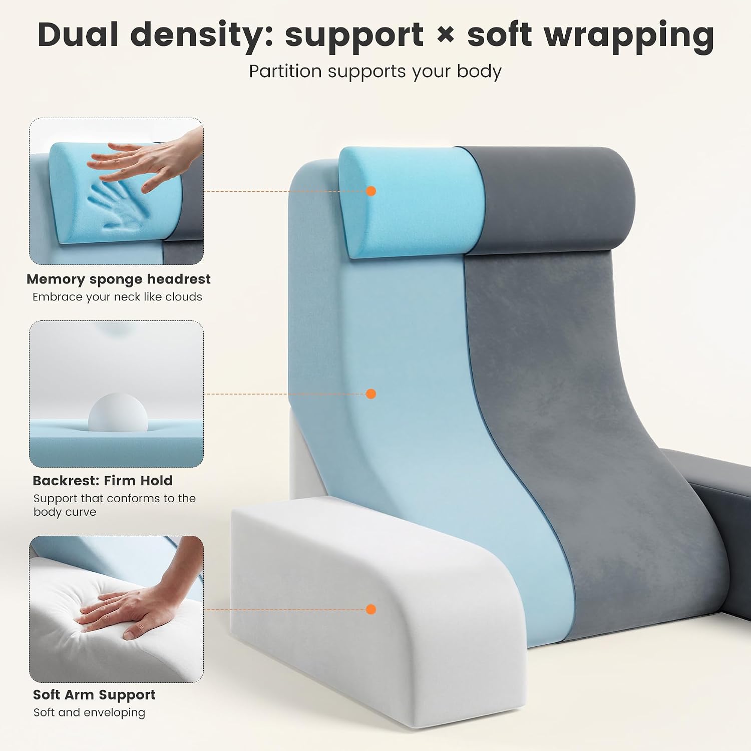 ElevateYourHome, EnhanceEver Homkdom Reading Pillow for Sitting in Bed Adult, 22" Back Pillow for Bed Sitting up with Armrests & Sto…