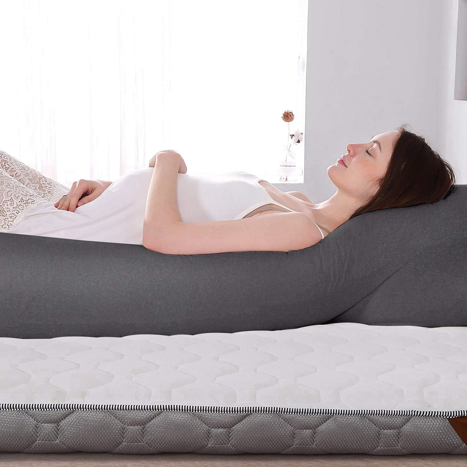 COSMOPLUS Pregnancy Pillow Cover U Shaped Full Body Pillow Case Cover for Maternity, Stretchy Cool Breathable Jersey Fabric, Provides…