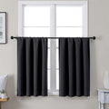 Gwine Black Short Curtains 36 Inches Long, Small Half Window Kitchen Curtains Over Sink, Solid Blackout Curtain for Bathroom Basement…