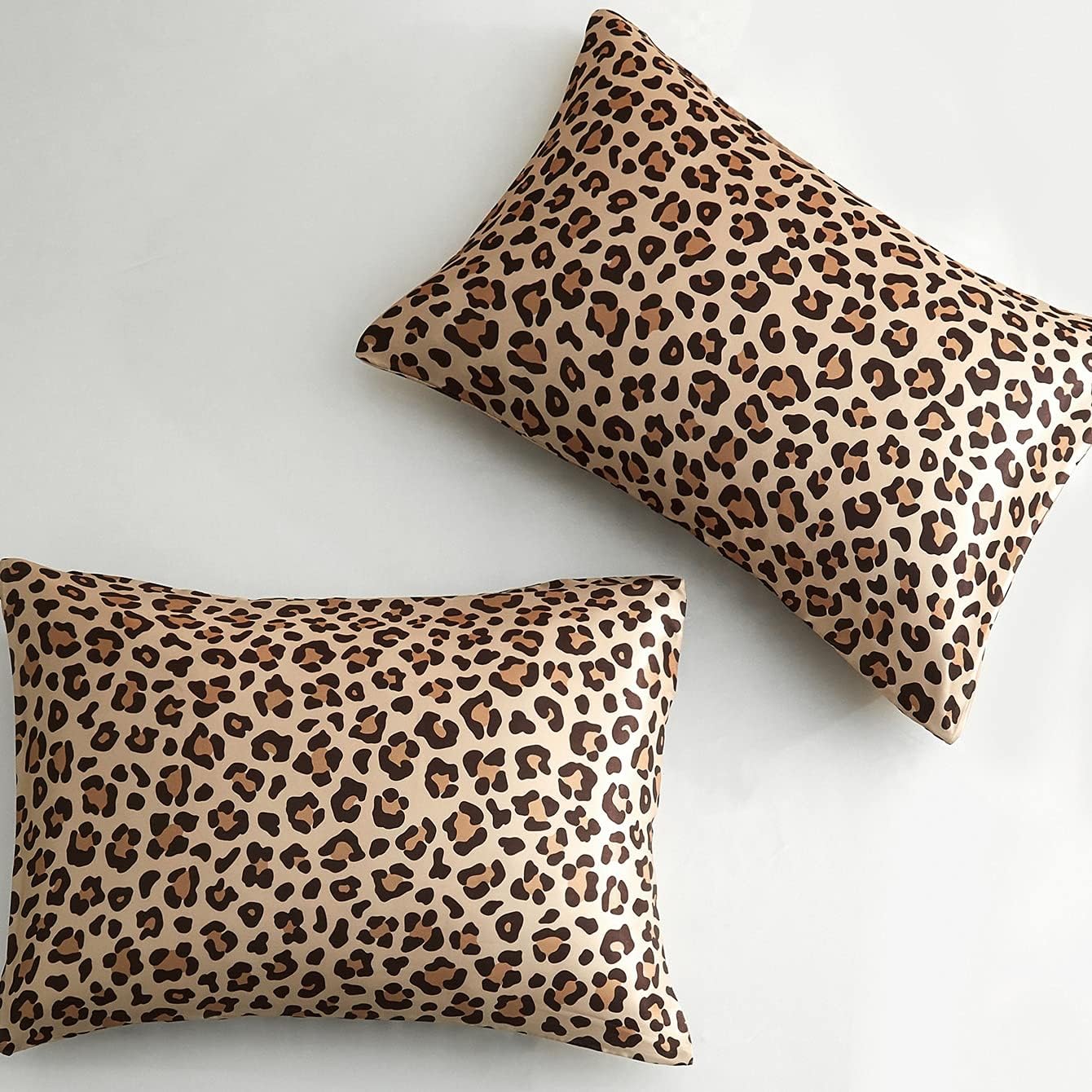 Lcbd Satin Pillowcase King Size for Hair and Skin, Gold Leopard Printed Pillow Cases Set of 2, Silk Satin Pillow Covers for Women with Enve…