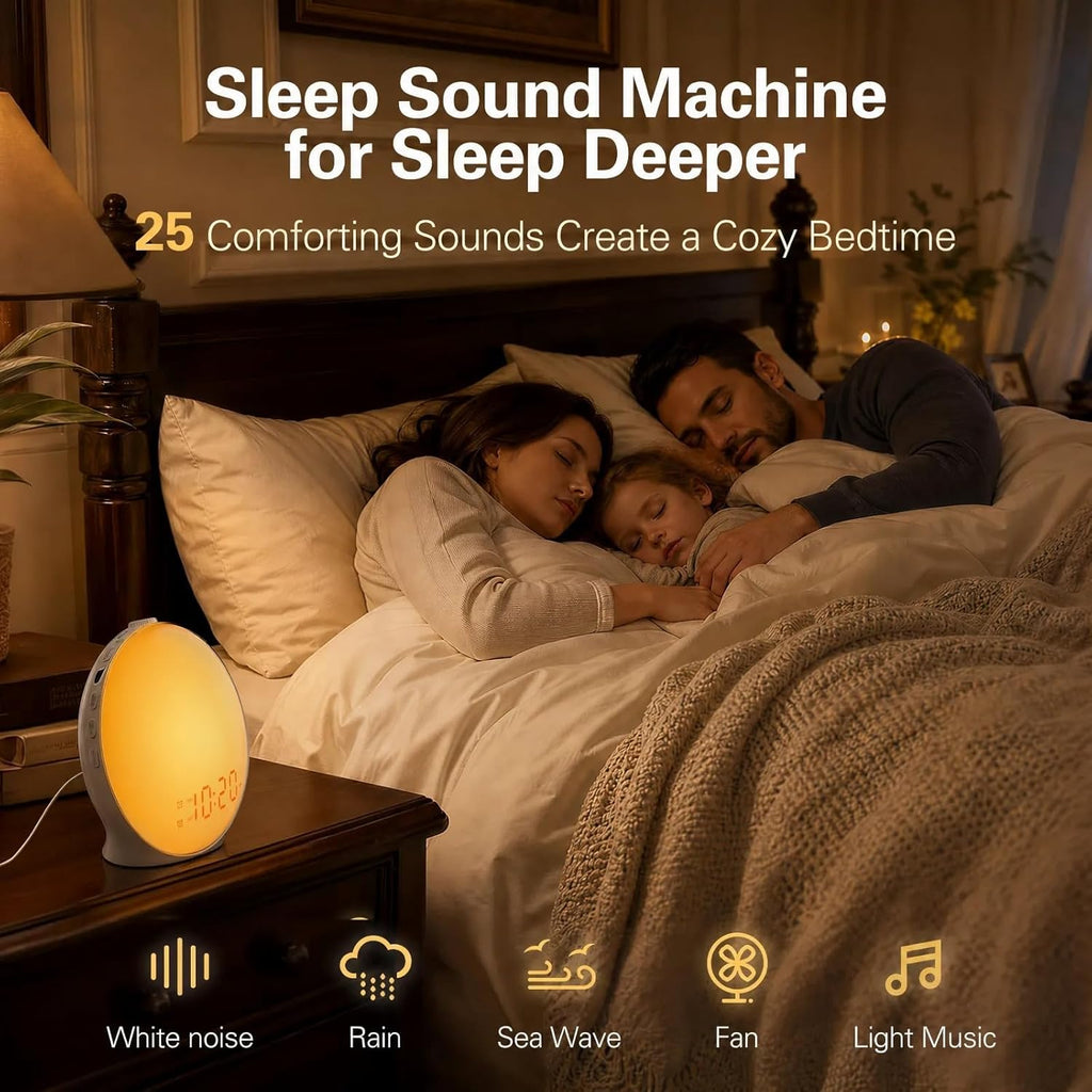 JALL Full-Screen Wake Up Light Sunrise Alarm Clocks for Bedrooms, White Noise Machine for Heavy Sleepers & Kids, 25 Natural Sounds, Dual…