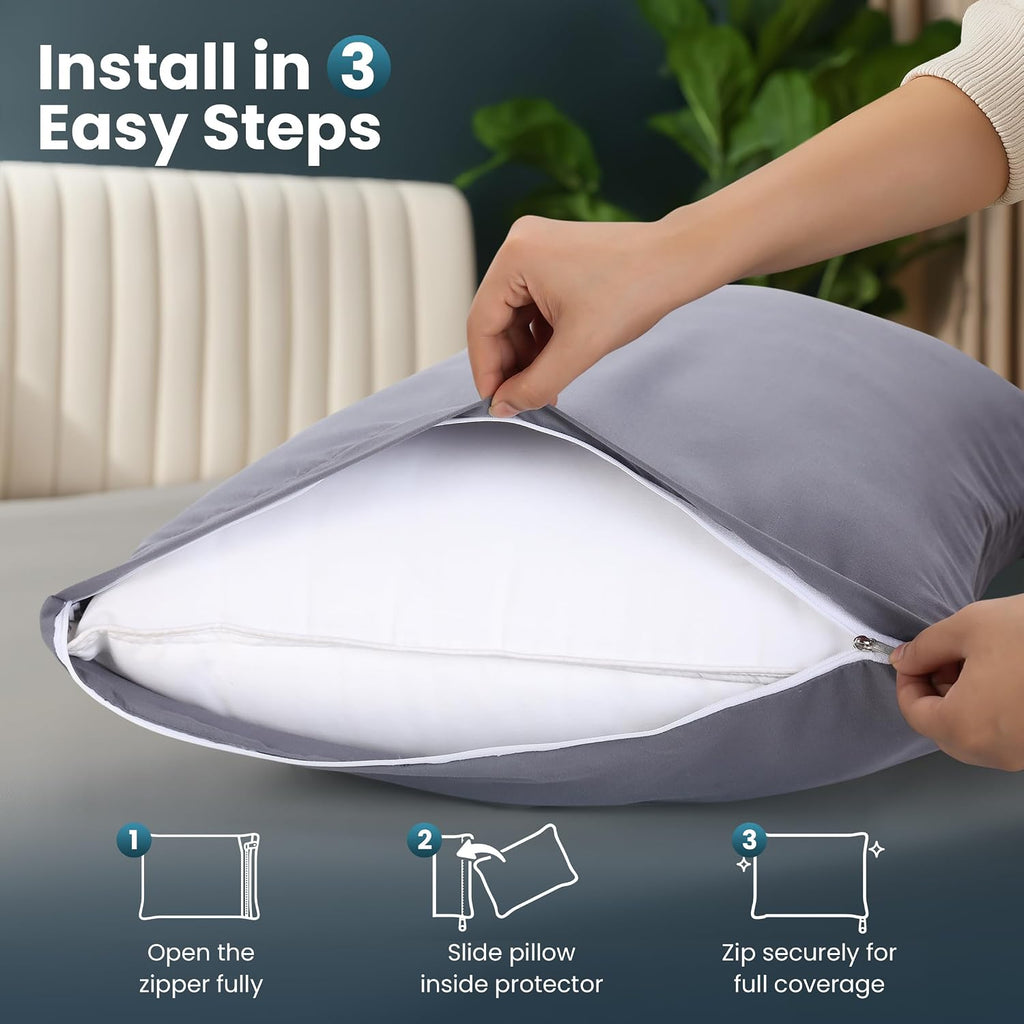 Utopiabedding Utopia Bedding King Pillow Protectors - Pack of 2 - Zipper Closure - Soft Brushed Microfiber Fabric - Shrinkage and Fade Resi…