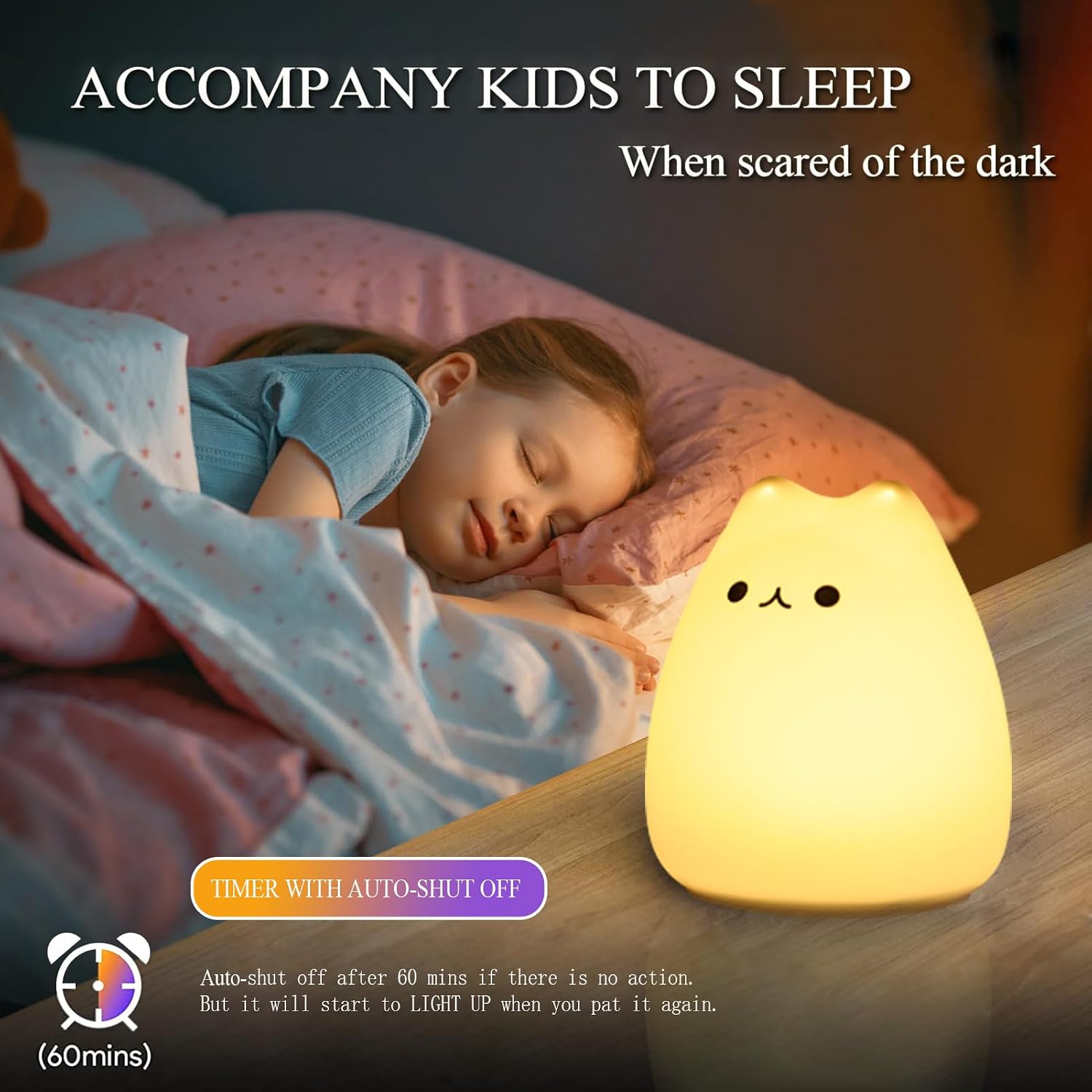 Cute Cat Lamp, Kitty Night Light for Girls Bedroom, Gifts for Women Teen Girls Kids Baby, Kawaii Lamp Nursery Nightlights Room Decor