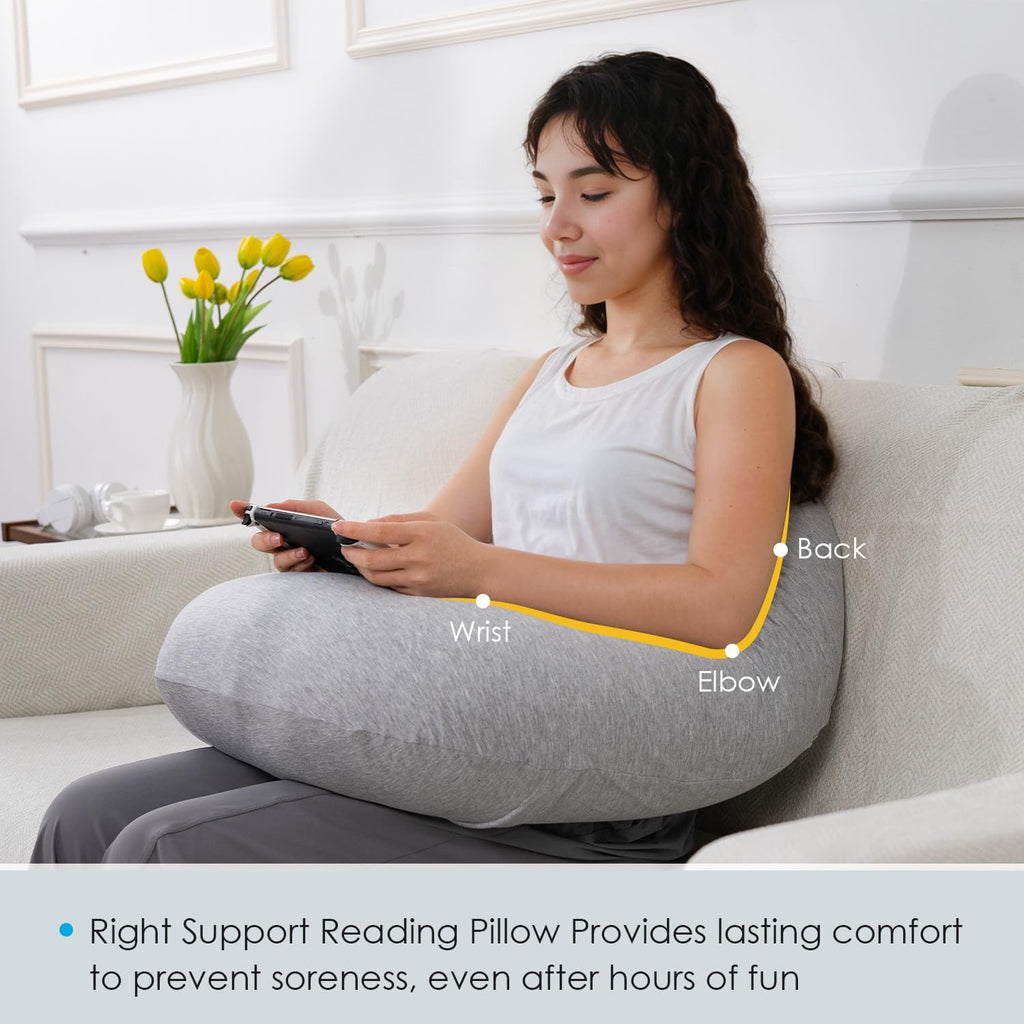QUEEN ROSE Reading Pillow for Gaming, Lap Desk Pillow for Sitting in Bed or Sofa, Compact Arm Support Pillow for Reading, Playing or…