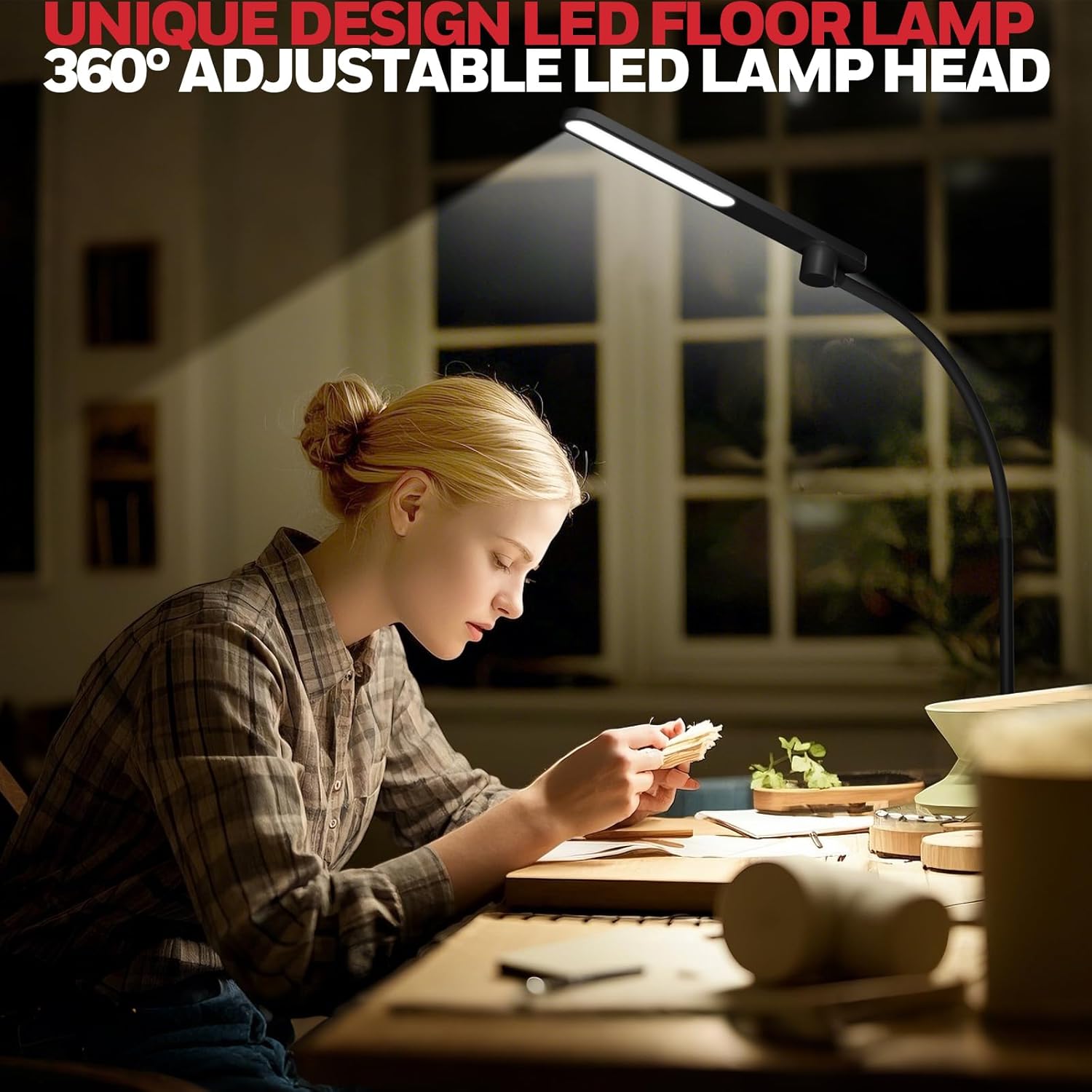 HoneywellAirComfort Honeywell LED Floor Lamp for Reading, CRI97 Full Spectrum Gooseneck Floor Lamp with Remote, Eye-Caring Dimmable Standin…