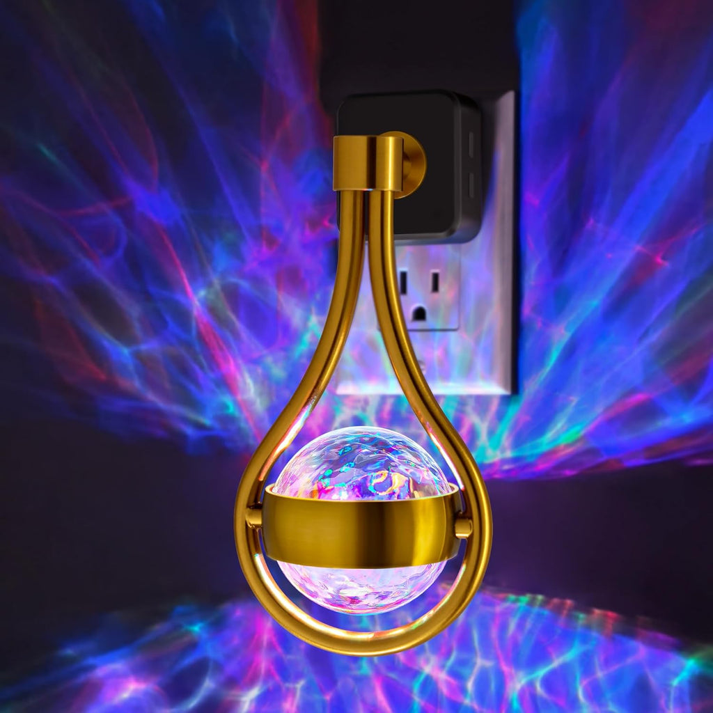 Briignite RGB Night Lights Plug into Wall, Color Changing Nightlight with Dusk to Dawn Sensor, 330° Rotating Night Light with Waterdrop…