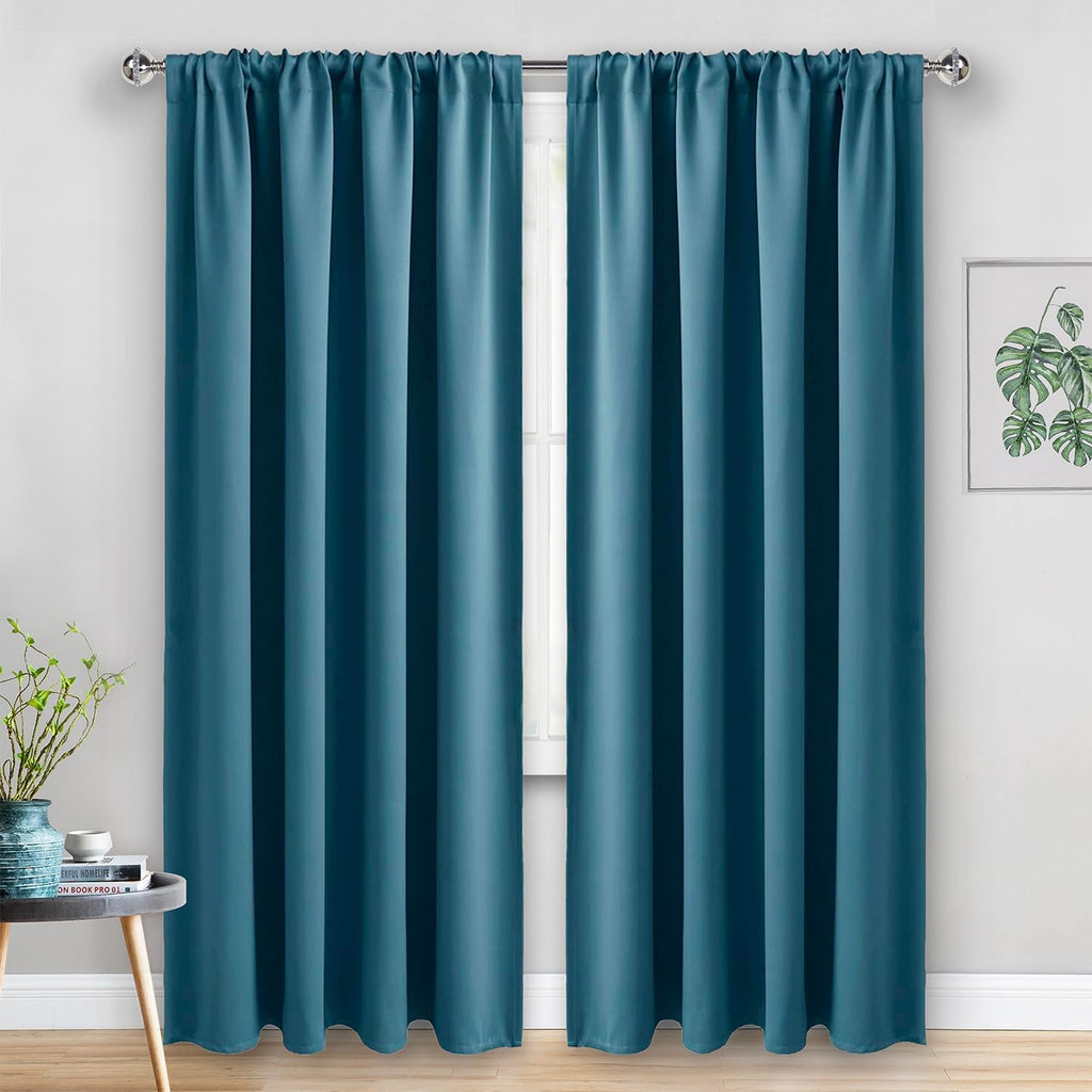 Jiuzhen Blackout Curtains for Bedroom - Thermal Insulated Room Darkening Noise Reducing, 52 x 84 Inch Length Curtains for Living Room, Set…