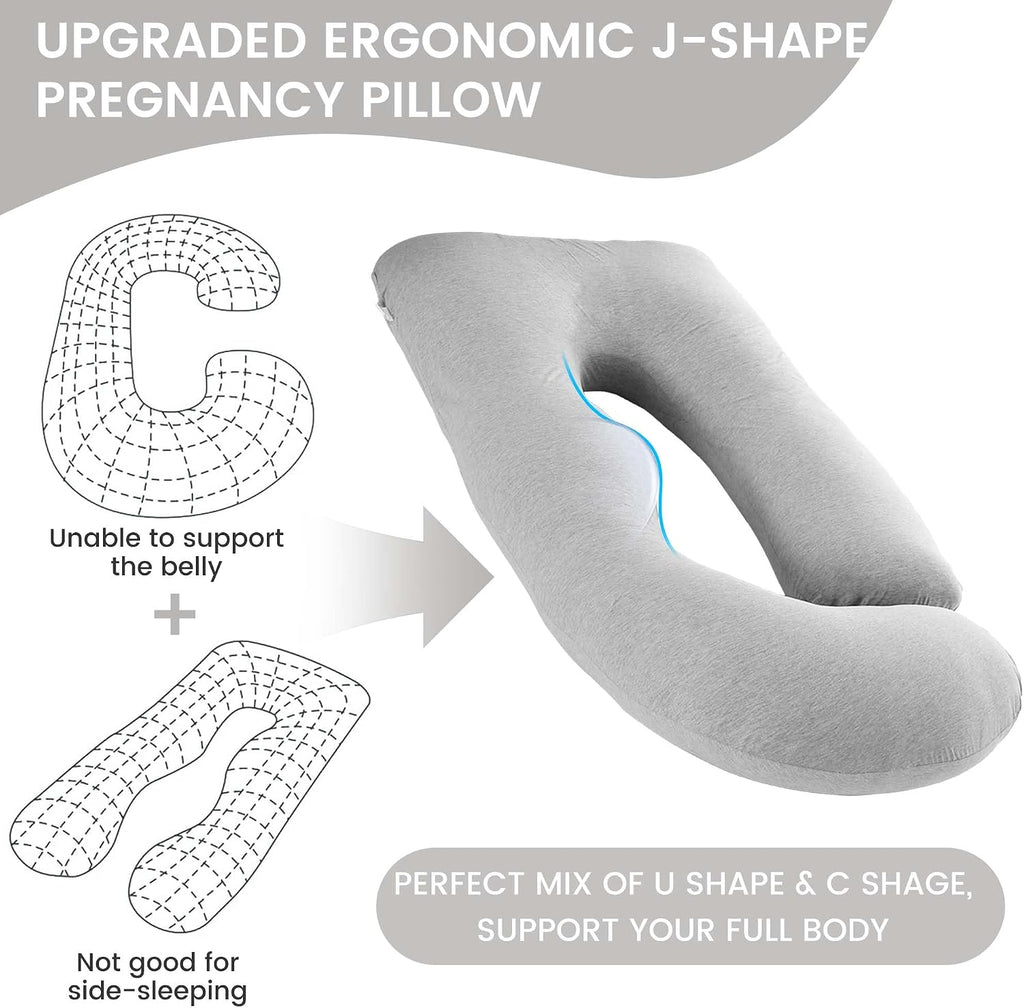 Jcickt Pregnancy Pillow for Sleeping,59 inch Maternity Pillow with Removable Washable Cover, J-Shaped Cooling Full Body Pregnant Pillow…