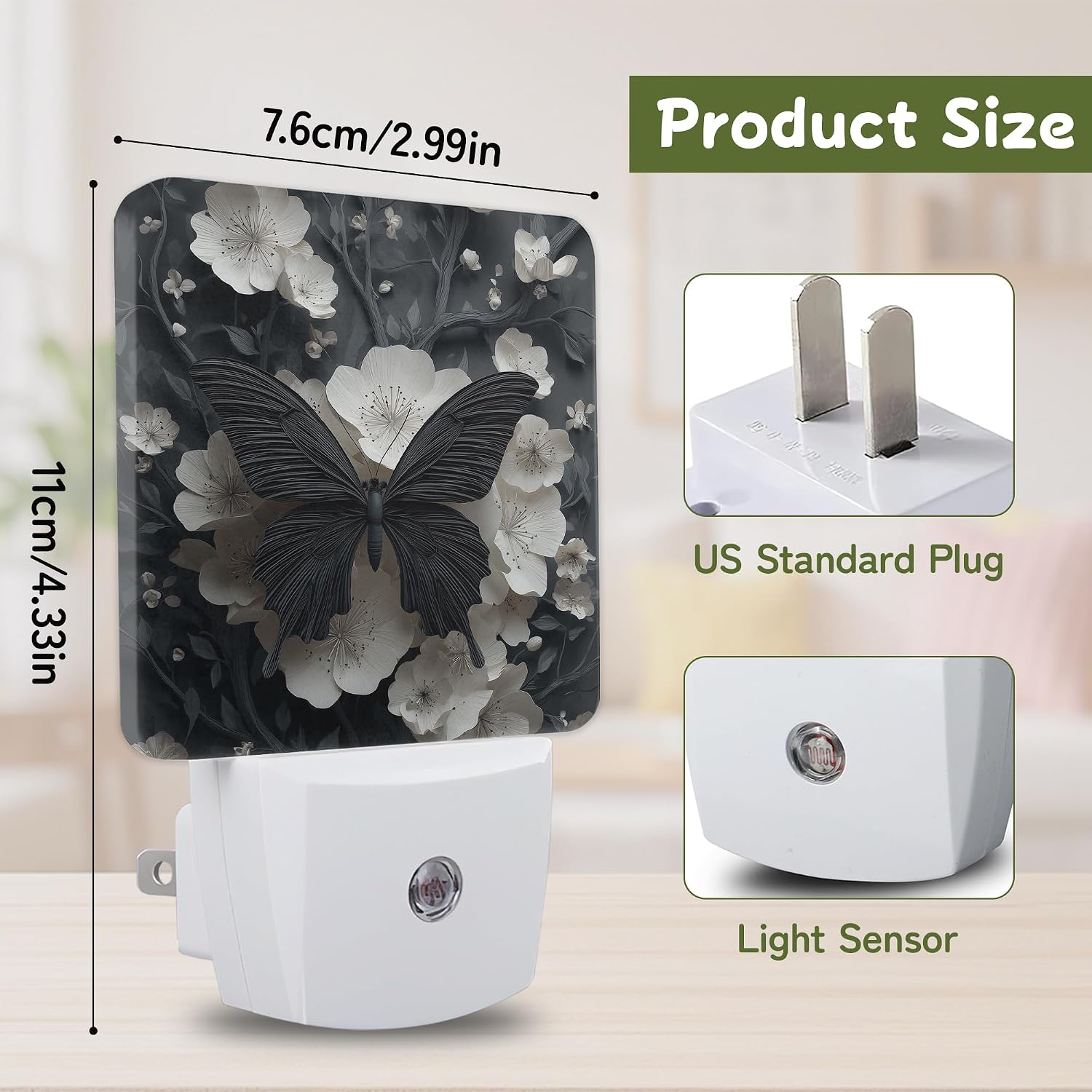 Black Butterfly Gothic Night Light, Night Lights Plug into Wall with Dusk to Dawn Sensor for Bedroom Bathroom Hallway Kitchen, Decorative…