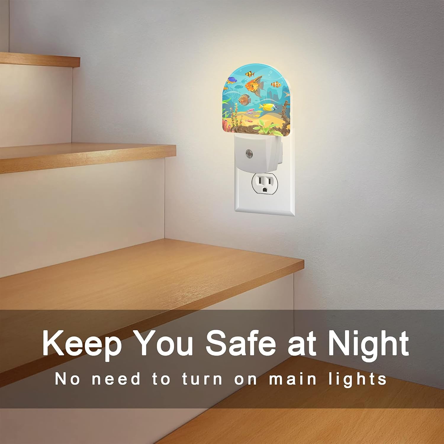 Colorful Fish and Marine Corals Night Light Plug into Wall, Beautiful Underwater Ocean World Dusk to Dawn Night Light, 0.5w Energy Saving…