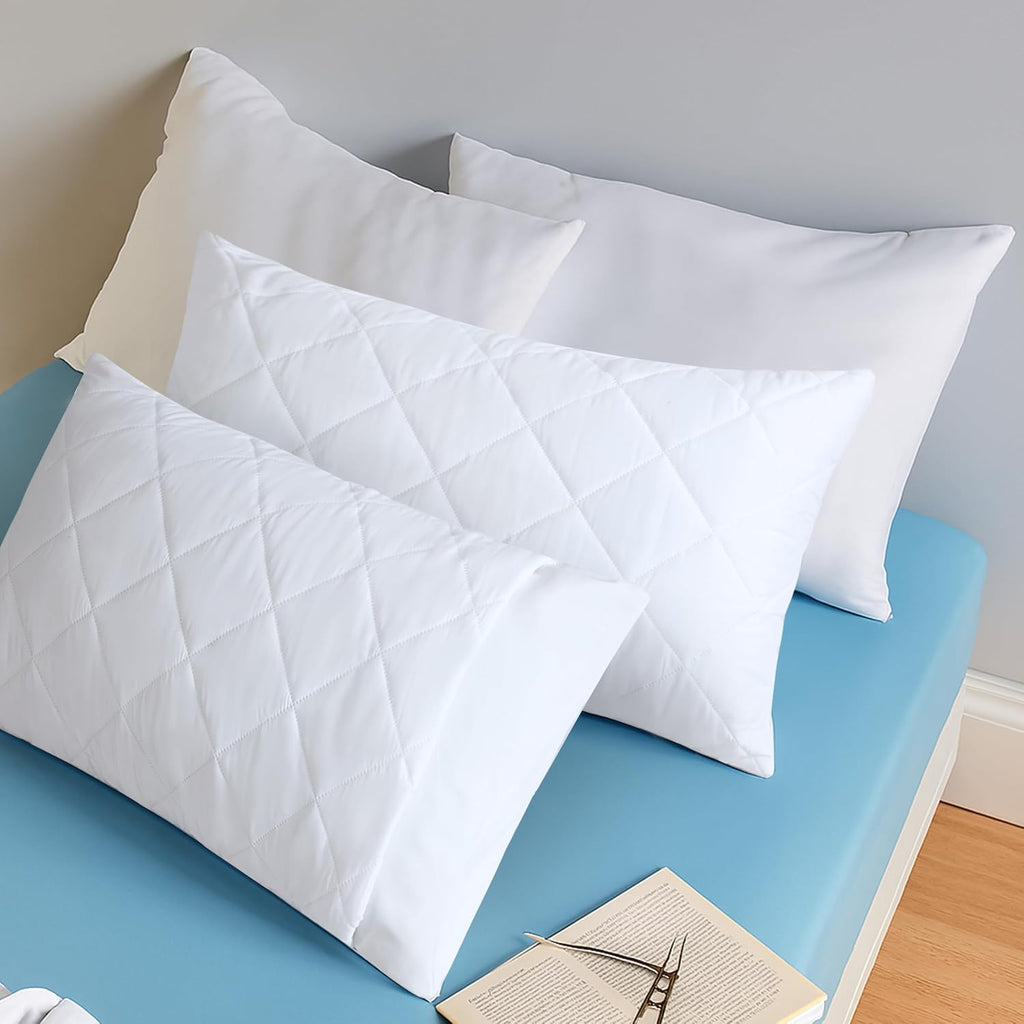 Cotton Passion COTTONPASSION Quilted Waterproof Pillow Protectors, Queen Size Pack of 2 Zippered Pillowcases, Breathable Protective Pillow…