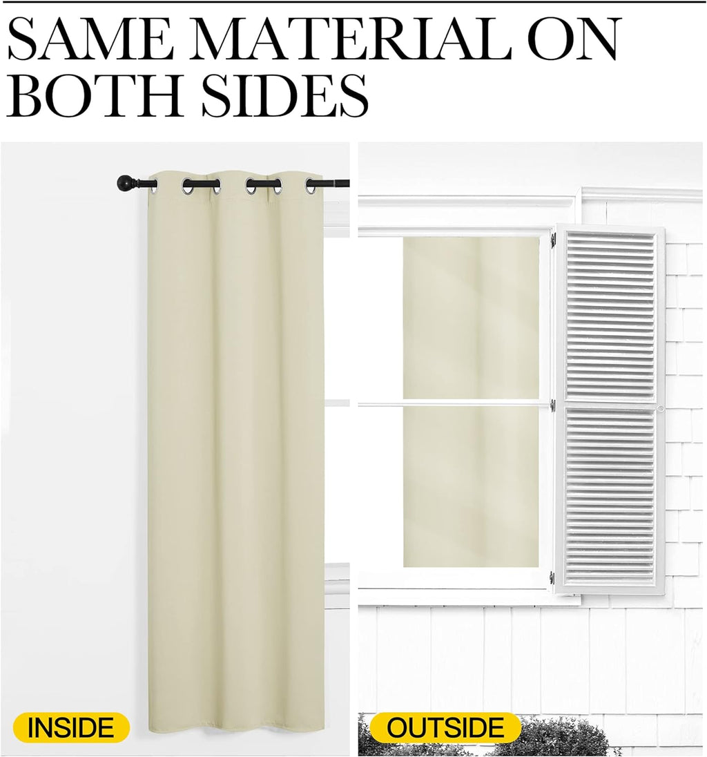 NICETOWN Kitchen Curtains for Decoration, Thermal Insulated Grommet Room Darkening Draperies/Panels for Laundry (Beige, 2 Panels, W42 x…