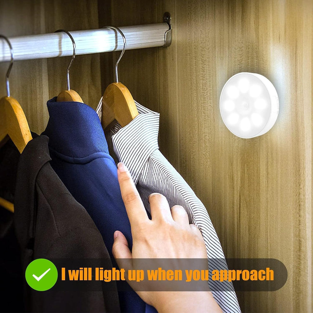 6 Pack Motion Sensor Light Indoor [8 LEDs], Electight Night Light USB Rechargeable, 400 mAh Battery & 3 Light Modes, Cordless Magnetic…
