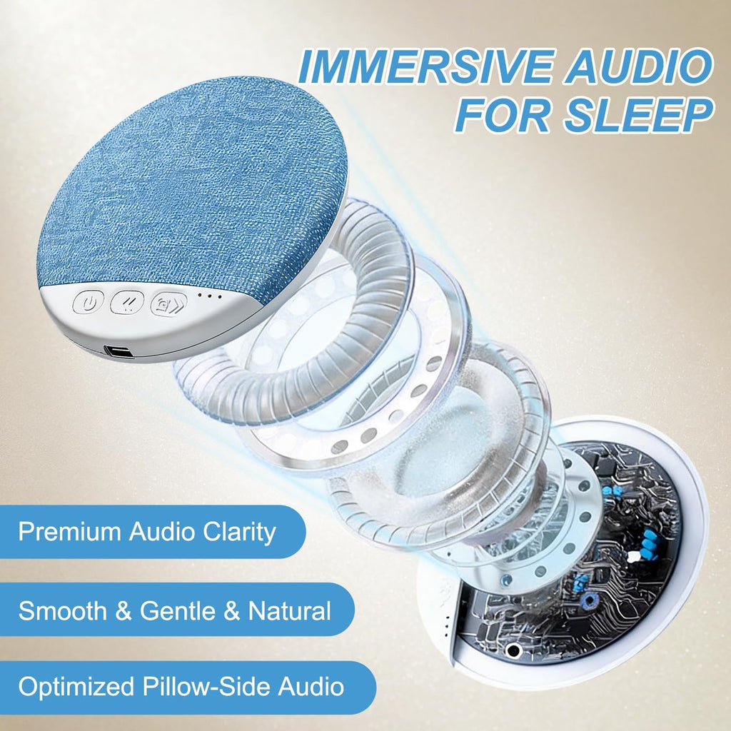 2026 Mini Bluetooth Pillow Speaker for Sleeping, Under Pillow Speaker with Built-in White Noise & Pink Noise Sound Machine, 48H Playtime…