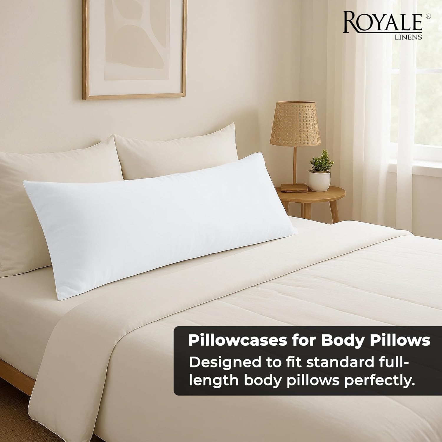 Royalelinens ROYALE LINENS Body Pillow Cover - Double Brushed 1800 Microfiber - 20"x54" with Hidden Zipper Closure - Wrinkle & Fade Resista…