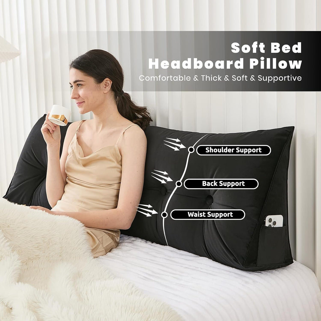 Zelladorra Headboard Pillow for Bed, Triangular Wedge Pillow Headboard Soft Support While Reading and Resting, Bed Bolster Cushion…
