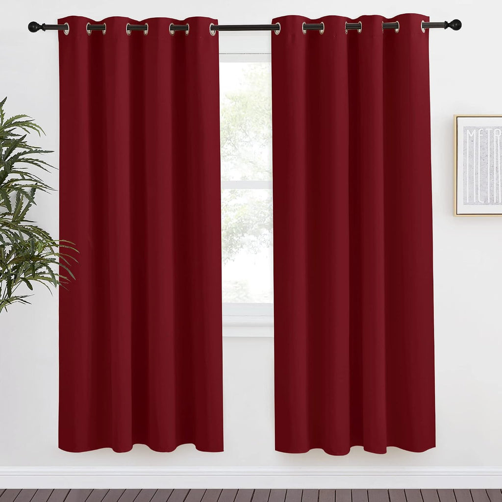 NICETOWN Christmas Burgundy Curtains for Living Room, 55x78 Inch,1 Piece, Burgundy Red, Home Decor Energy Smart Thermal Insulated Window…