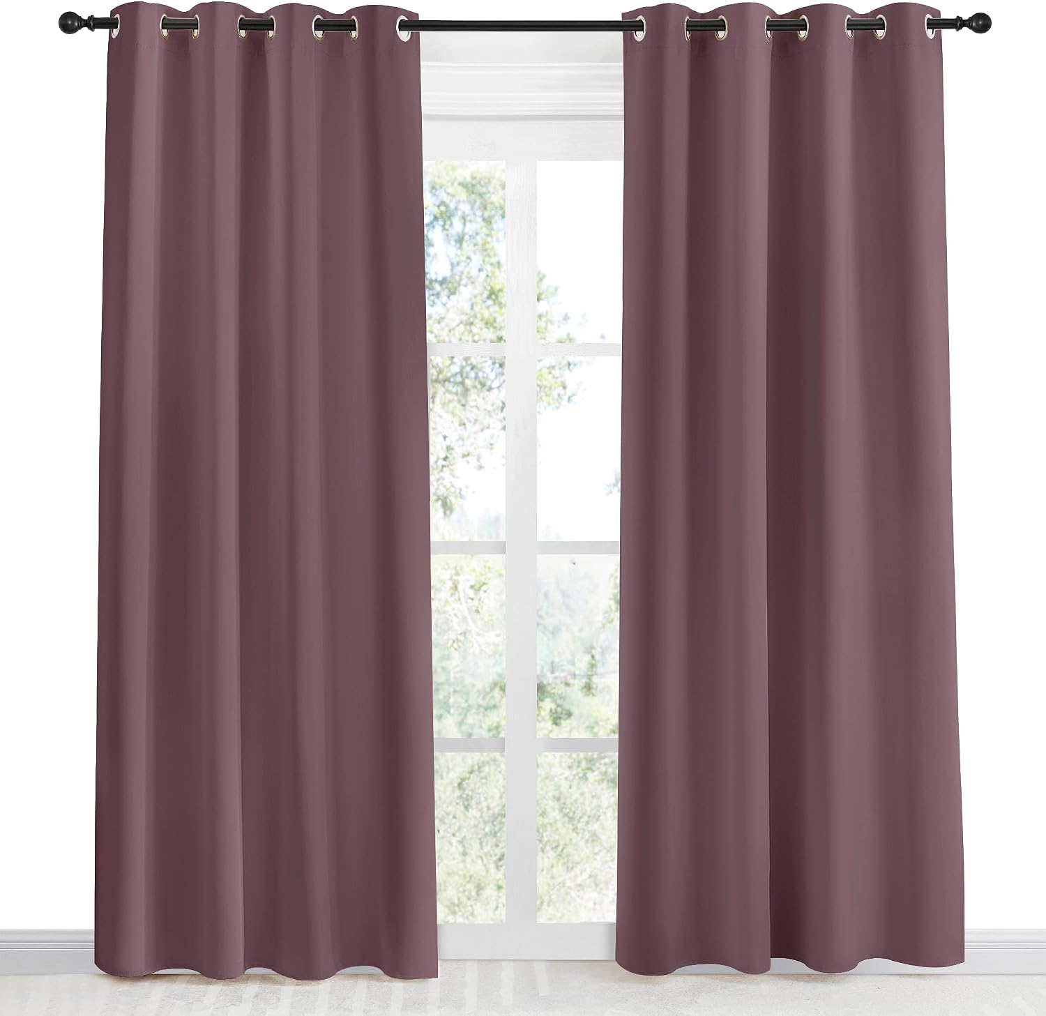 NICETOWN Kitchen Blackout Window Curtain Panel, Dry Rose, 1 Panel, 55 by 86 inches Long, Home Fashion Thermal Insulated Solid Grommet…