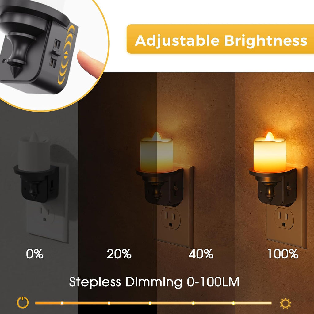 L LOHAS LED Candle Night Light, Amber Night Lights Plug into Wall, Flameless Candle Nightlight with Light Sensor, 0-100LM Dimmable…