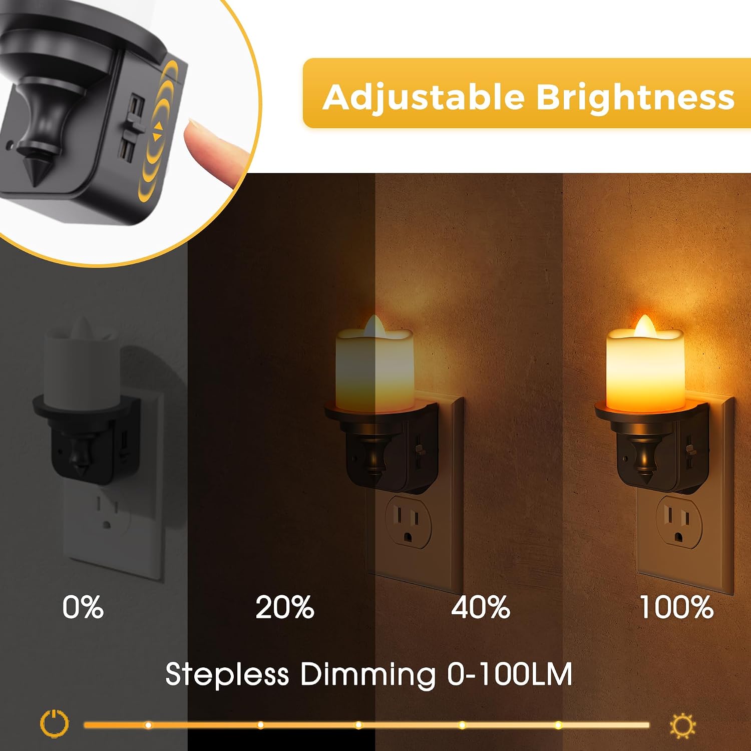 L LOHAS LED Candle Night Light, Amber Night Lights Plug into Wall, Flameless Candle Nightlight with Light Sensor, 0-100LM Dimmable…