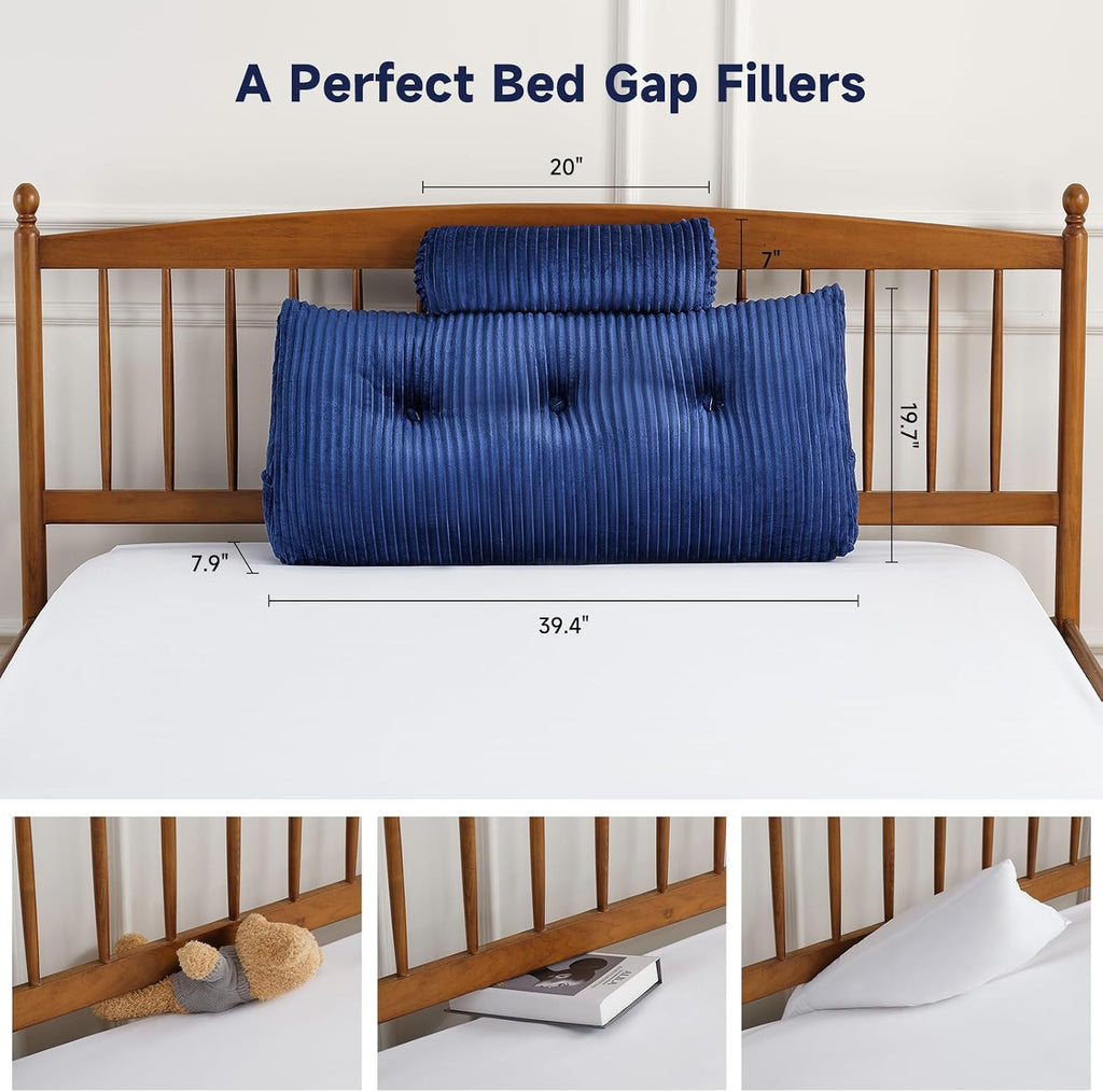 Z-Hom Large Wedge Pillow Headboard, Twin Triangular Headboard Pillow, Reading Pillow Standard Bed with a Roll Pillow for Bed Sitting Up Sle…