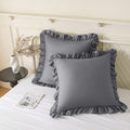 KKJIAF Ruffle Pillow Cases 20x20 Inches, Grey Square Ruffled Pillow Covers Set of 2, Microfiber Wrinkle Resistant Pillow Shams with…