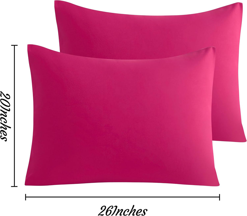 Ntbay Standard Pillow Cases Set of 2, 2 Pack Brushed Microfiber 20x26 Pillow Cases, Soft, Wrinkle, Fade, Stain Resistant Magenta Pillow Cas…