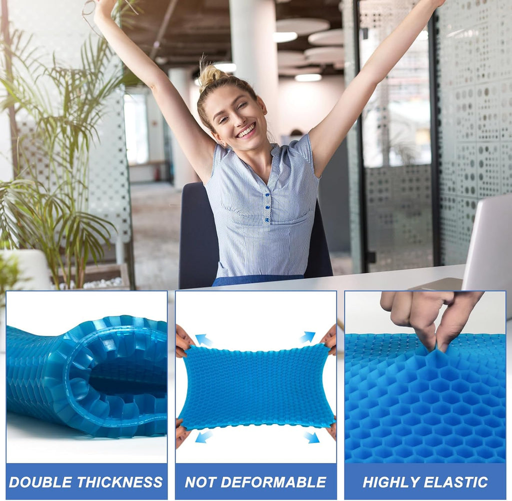 Gel Seat Cushion for Long Sitting - 18.5" x 17" x 1.4" (Large&Soft) Gel Cushion for People Over 100 lbs, Pressure Relief Cushions for…