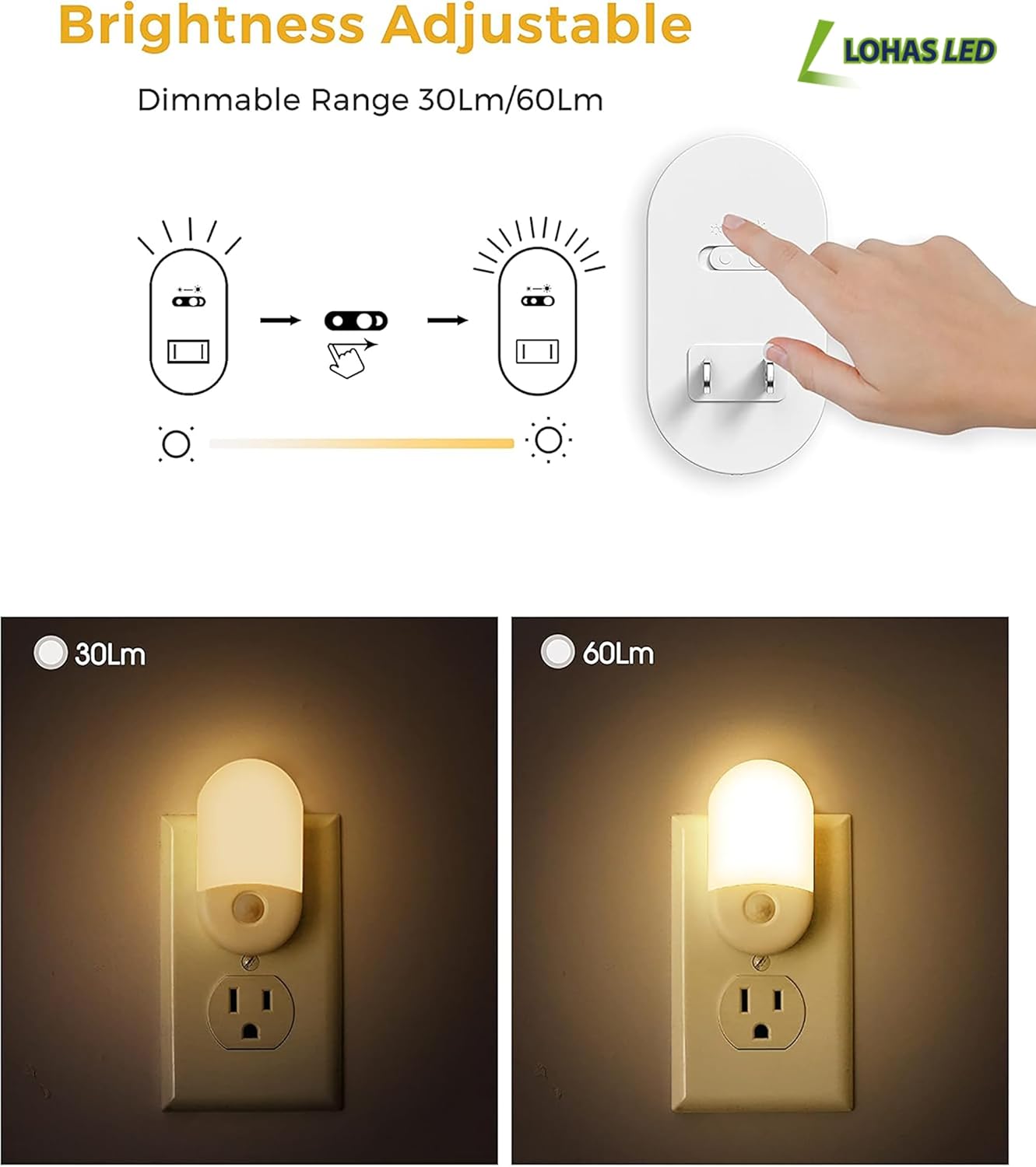 L LOHAS LED Motion Sensor Night Light, 2Pack, Motion Activated Night Light, Night Lights Plug into Wall Motion Sensor, 3000K Warm White…
