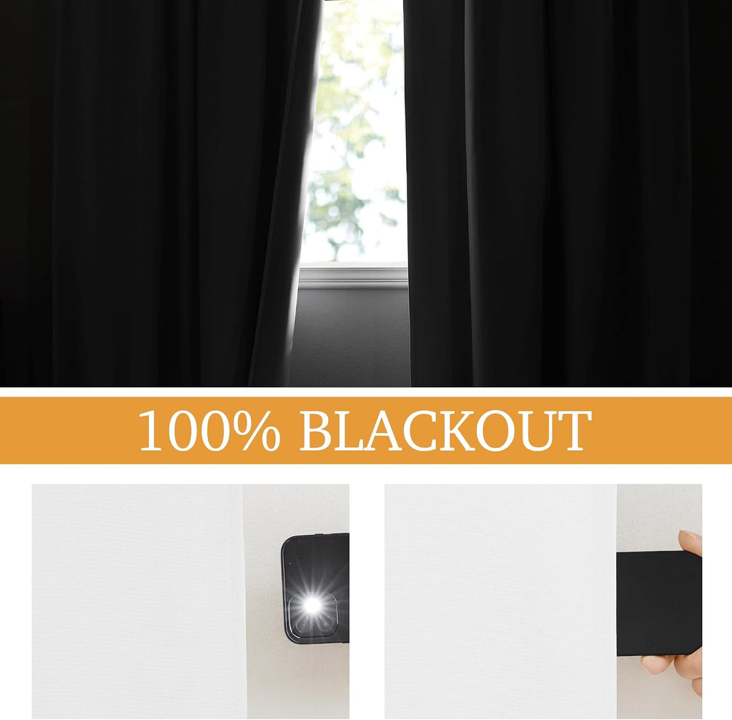 Rybhome RYB HOME 3 in 1 Soundproof - Blackout - Insulation Linen Curtains, Noise Blocker Energy Saving Curtains for Bedroom Living Room Doo…